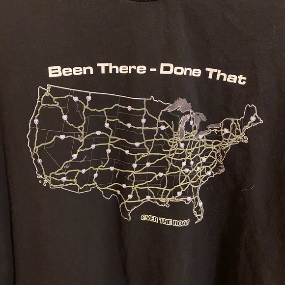 Vintage Y2K Road Tripping Trucker Been There Done That US American Black Tee - Picture 3 of 5